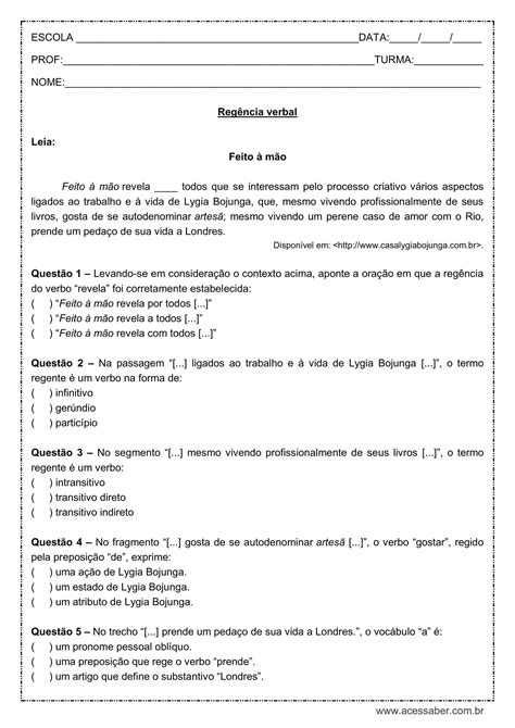Exercícios De Variação Linguística 1 Ano Ensino Médio Com Gabarito