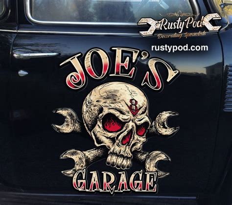 Personalized Skull Hot Rod Lettering Vinyl Sticker Rustypod Store