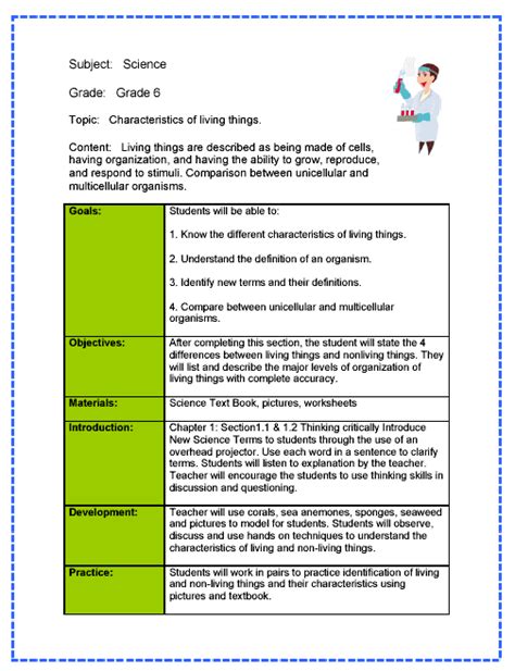 Lesson Plan For Science Class Pdf