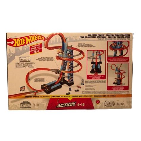 Mattel Toys Sky Crash Tower Track Set High Motorized Booster Hot Wheels Crash Racing Action