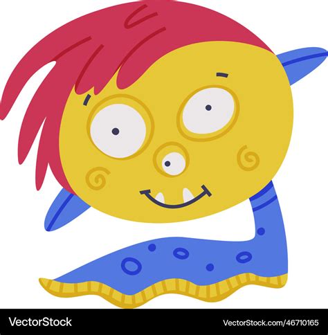 Funny crawling monster with snake tail and hairy Vector Image