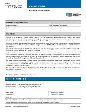 Fillable Online Demande De Permis Recherche Arch Ologique Demande De