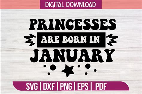 Princesses Are Born In January Svg Graphic By Svgstudiodesignfiles