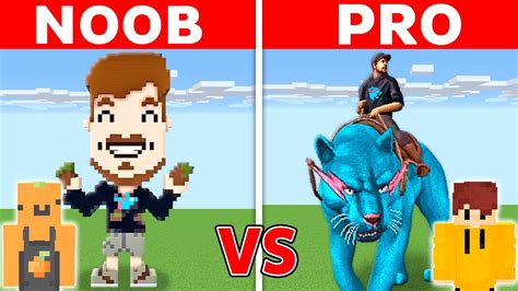 Noob Vs Pro Mrbeast Statue House Build Challenge In Minecraft Youtube