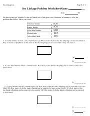 Sex Linked Practice 1 Docx Page I Of 3 Sex Linkage Ws Sex Linkage Problem WorksheetName Date
