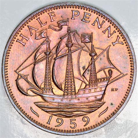 1959 ELIZABETH II HALF PENNY UNC HP16