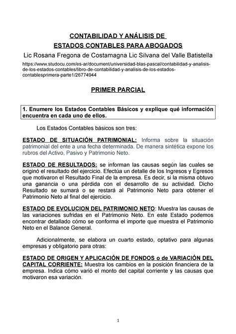 Parte Teorica Parcial 1 YT CONTABILIDAD Y ANÁLISIS DE ESTADOS