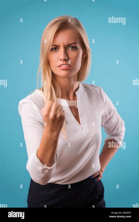 Lovely Blonde Wearing White Blouse Stock Photo Alamy