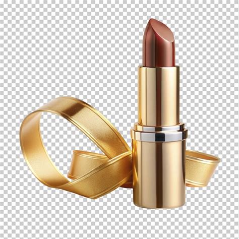 Lipstick With Golden Ribbon On Transparent Background Premium Ai