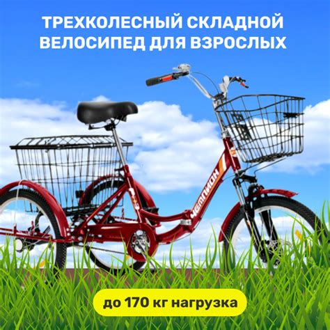 Трехколесный велосипед для взрослых РВЗ Чемпион 20 СКЛАДНОЙ красный ...