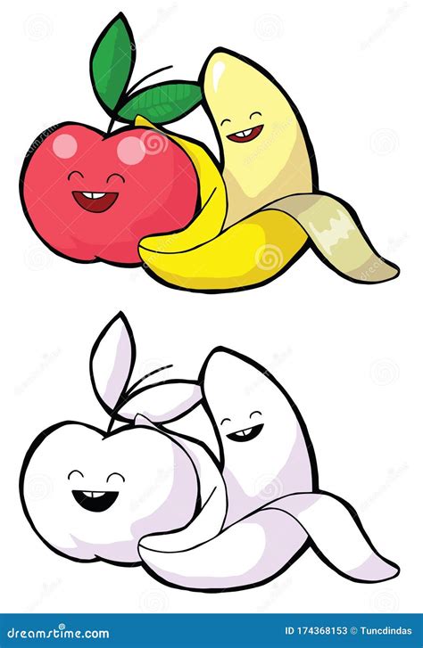 Apple And Banana Isolated Vector Stock Vector Illustration Of Style