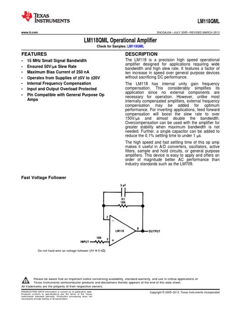 Lm Qml Datasheet Pdf Operational Amplifiers