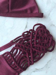 Knitting Strappy Bikini Set In BURGUNDY ZAFUL