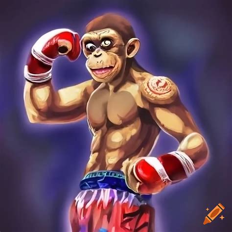 Chimp Wearing Muay Thai Gear On Craiyon