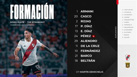 La formación de River vs The Strongest en busca de la clasificación en