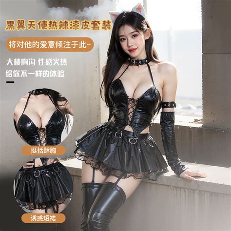 Anime Two Dimensional Uniform Cat Girl Cos Role Playing Hot Girl Suit Patent Leather Sexy