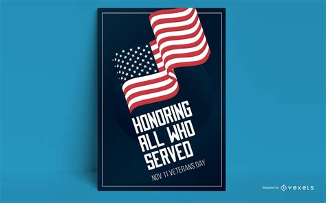 Veterans Day Flag Poster Design Vector Download