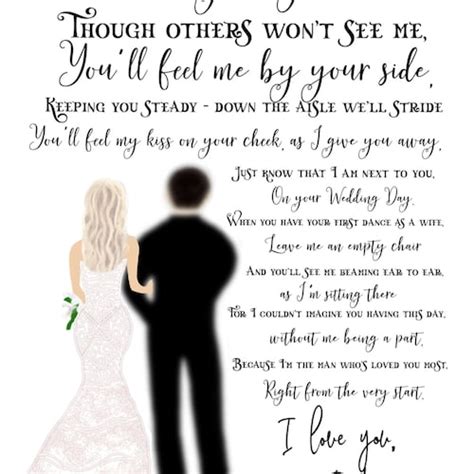 To My Daughter Brunette Wedding Day Poem From Father Who Etsy