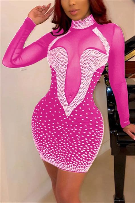 Sexy Hot Drilling Mesh Perspective Dress