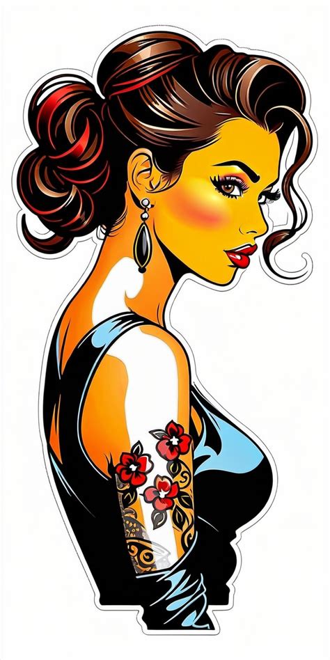 Tattooed Brunette Biker In Elegant Updo Stable Diffusion Online