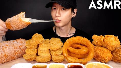 Most Popular Food For Asmr Kfc Onion Rings Mozzarella Corn Dog