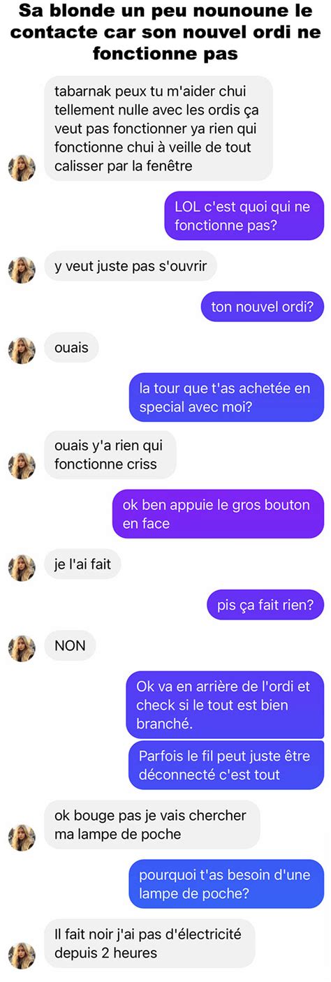 Sa Blonde Un Peu Nounoune Le Contacte Car Son Nouvel Ordi Ne Fonctionne Pas