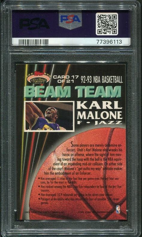 1992 Stadium Club Beam Team 17 Karl Malone Psa 7 Hof 77396113 All