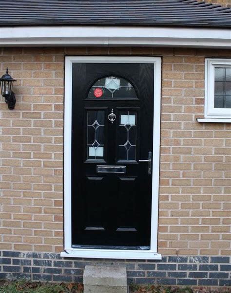 2 Panel 2 Square 1 Arch Crystal Diamond Composite Front Door In Black Composite Front Door