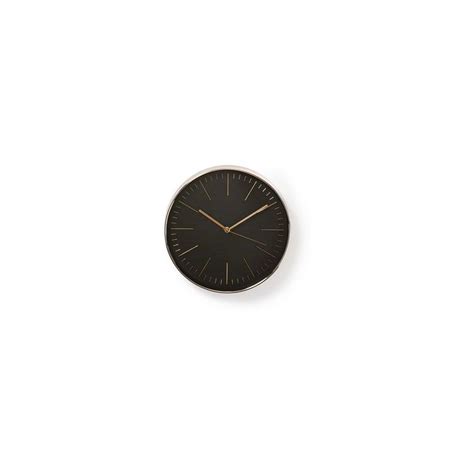 Horloge Murale Circulaire Cm De Diam Tre Noir Et Or Rose Nedis