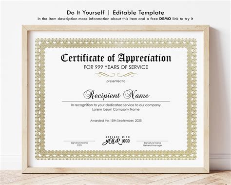 Certificate For Years Of Service Template