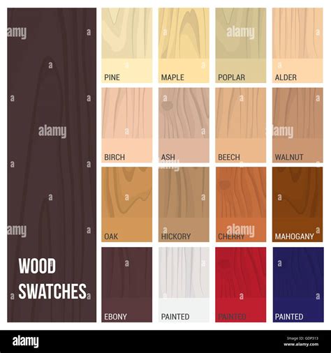 Wood swatches color set with different material and finishing types ...