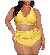 Amazon Sovoyontee Women Plus Size Ruffles High Waisted Swimsuit Bikini Sets Bathing Suit
