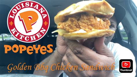 Popeyes Golden Bbq Chicken Sandwich Youtube