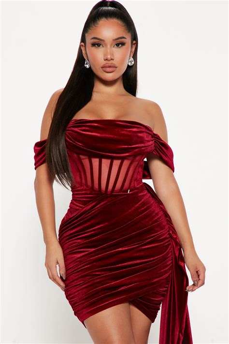 Sincerely Yours Velvet Midi Dress Burgundy Fashion Nova Dresses