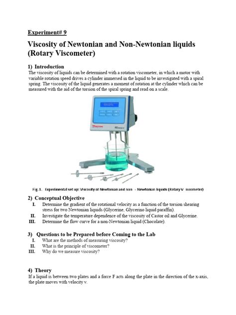 Experiment 9 Viscosity Of Newtonian And Non Newtonian Liquids Pdf Viscosity Liquids