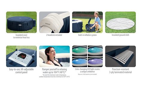 Intex E PureSpa Plus X Person Outdoor Portable Inflatable Round Hot Tub Spa With