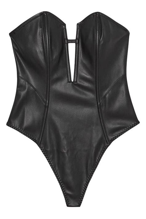 Victoria S Secret Black Faux Leather Bodysuit Sold Out Heaven Lingerie