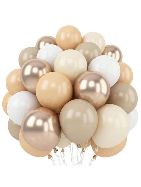 White Sand Balloons Set Packs Inch Beige Boho Balloons With Metallic Chrome Champagne Nude