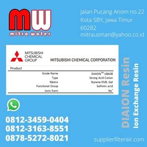 Jual Resin Kation Diaion Ubk Mitsubishi Surabaya Mitra Water