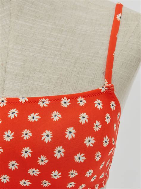 Turuncu Baskılı Dolgulu Çiçek Desenli Kadın Bikini Üst S3DI35Z8 LSR LCW