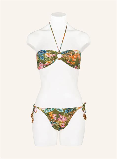 Watercult Triangel Bikini Hose SUNSET FLORALS In Oliv Orange