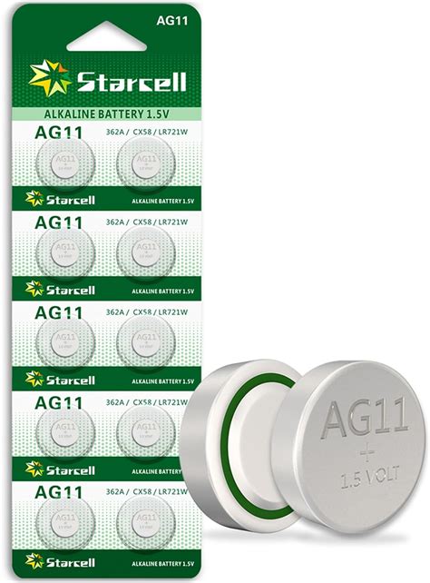 Starcell 10Pcs AG11 Alkaline button cell batteries G11 LR58 LR58SW ...
