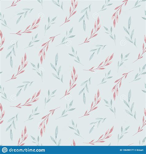 Seamless Pattern With Spring Willow Flowers And Leaves Easter Hand Drawn Background With Pussy
