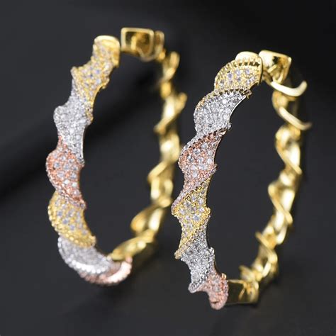 GODKI Роскошные твист большие серьги кольца для женщин Свадебные ...