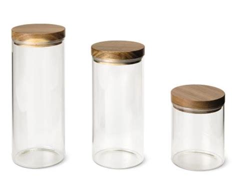 Crofton Piece Glass Canister Set With Acacia Wood Lids Aldi Usa