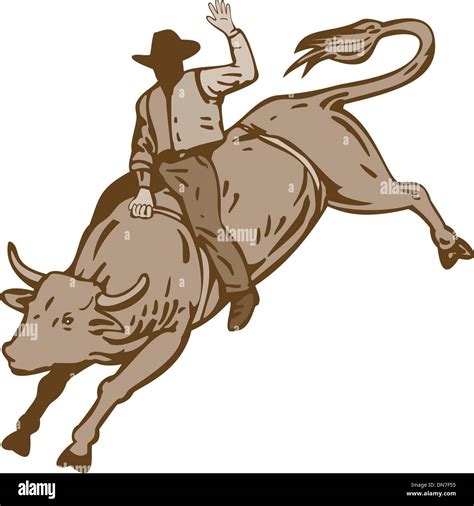 Rodeo Cowboy Bull Riding Stock Vector Image Art Alamy