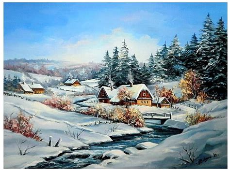 Peisaj Hibernal Tablou De Anca Bulgaru Landscape Drawings Winter