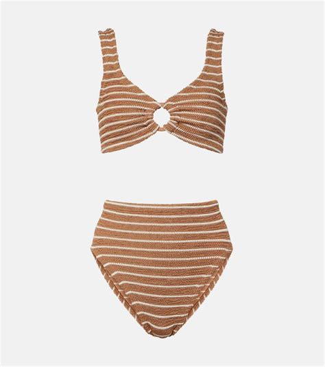 Hunza G Nadine Striped Highrise Bikini In White Lyst