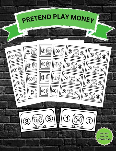 Pretend Play Money Play Money Printable Pretend Play Printable Dramatic Play Instant Digital