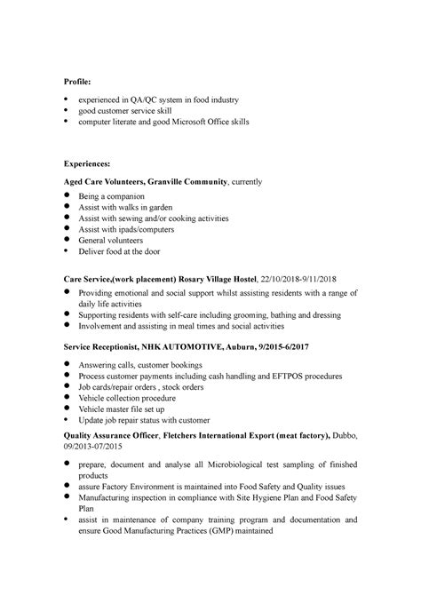 Aged Care Resume Hlsc1220 Uon Studocu